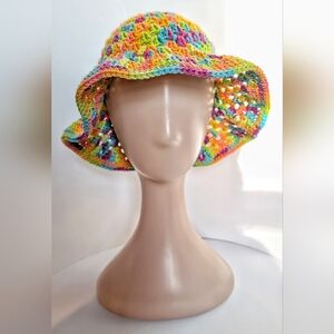 NEW, Crochet sunny bucket hat, handmade, 100% cotton